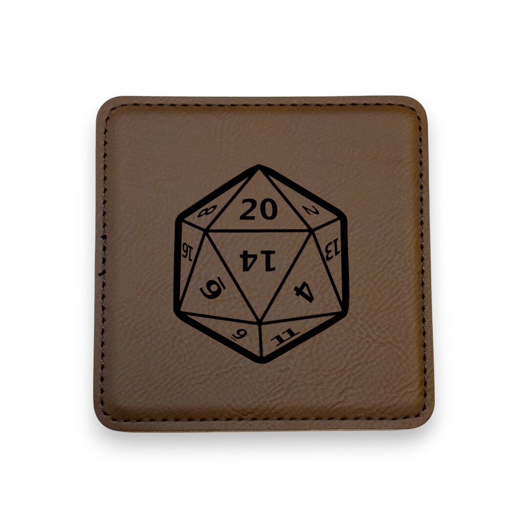 Coaster - D20 - SET OF 2 - Leather or Stitched Cork Coaster - D20 - SET OF 2 - Leather or Stitched Cork